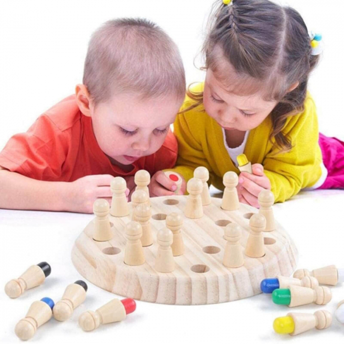 Jocuri pentru copii - joc de memorie din lemn, Memory Chess. [2]