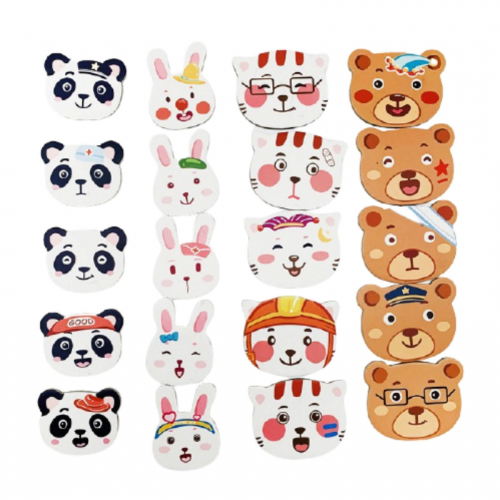 Puzzle Lemn, Imbraca Familia de Animale cu Piese Magnetice [5]