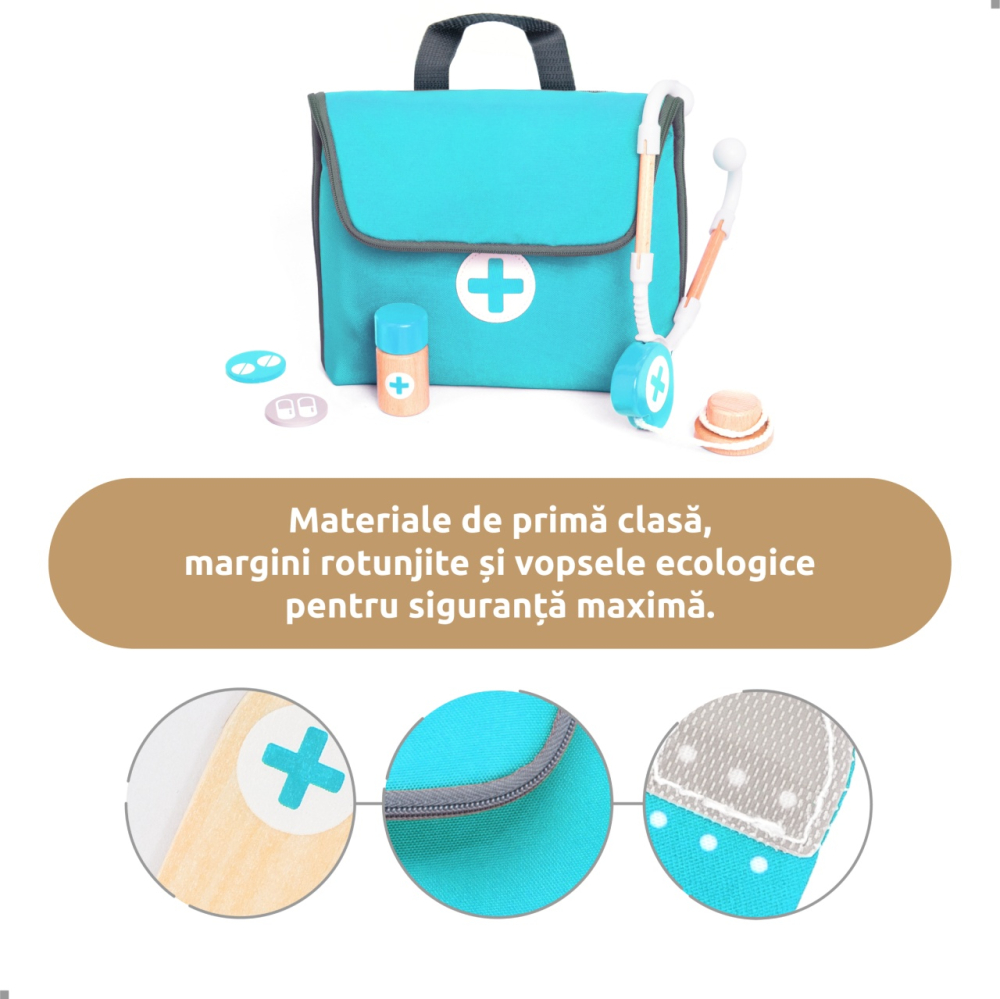 Joc de rol Mini trusa de doctor turcoaz, UMU Toys Baiat, Fata, varsta 3 - 6 ani [5]
