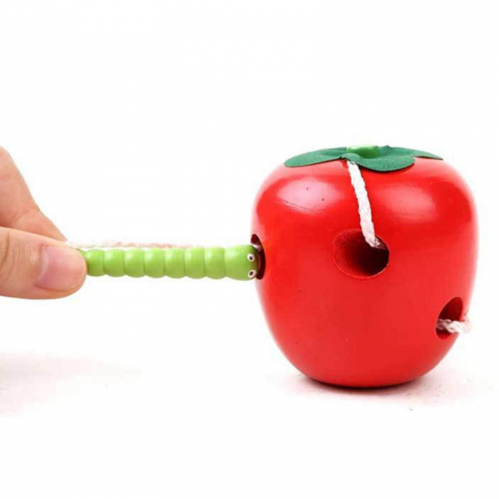 Joc de Snuruit din Lemn, Fructe, Mar si Viermisor, Montessori [2]