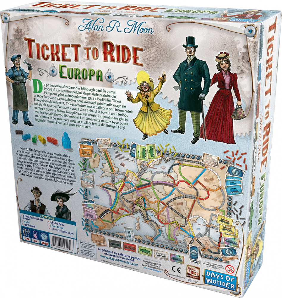 Joc de societate Ticket to Ride Europa, limba romana varsta 7-9 ani ,9-12 ani ,12-14 ani ,14-18 ani ,18+, Unisex [2]