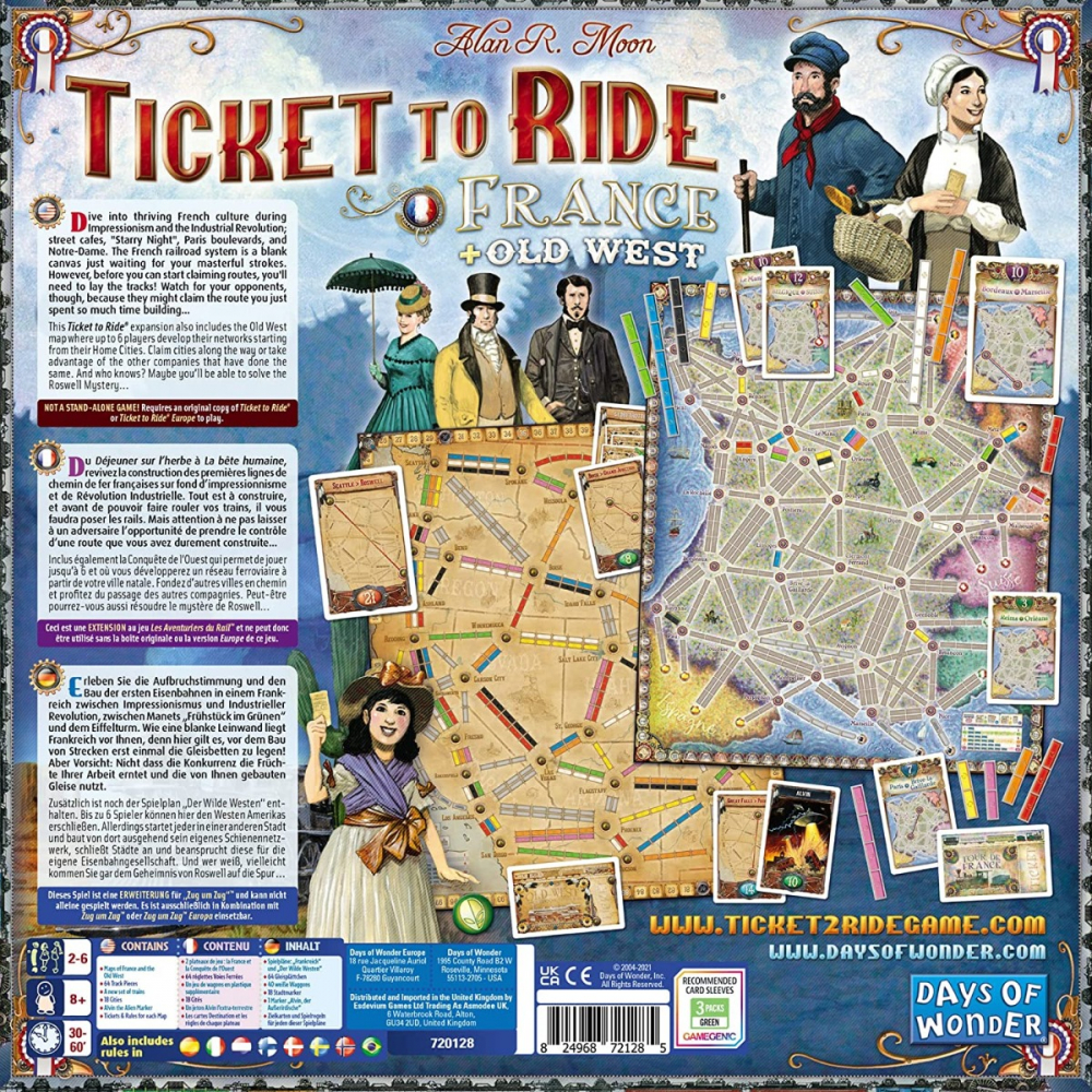 Joc de societate Ticket to Ride Map Collection France & Old West, extensie, limba engleza varsta 7-9 ani ,9-12 ani ,12-14 ani ,14-18 ani ,18+, Unisex [2]