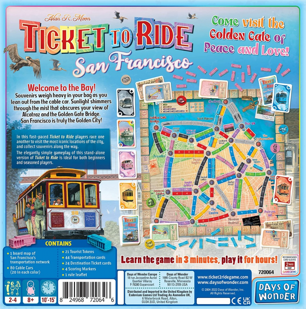 Joc de societate Ticket to Ride San Francisco, limba engleza varsta 7-9 ani ,9-12 ani ,12-14 ani ,14-18 ani ,18+, Unisex [2]