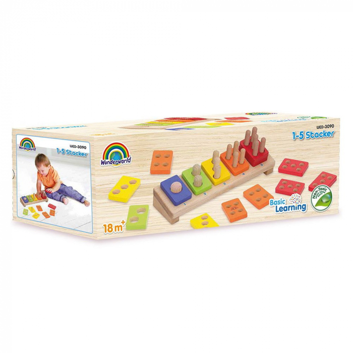 Joc de sortare, stivuire si numarare din lemn, Wonderworld, 1-3 ani [5]