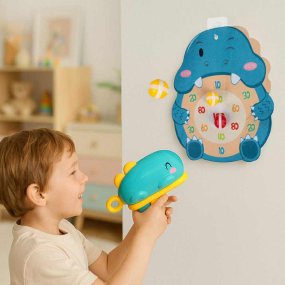 Joc tras la tinta copii Dinosaur, arma dinozaur, 6 bile velcro, scut 27.5 x 30 cm [2]