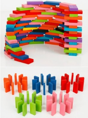 Joc Domino traseu cu 1000 piese din lemn, multicolor. [8]
