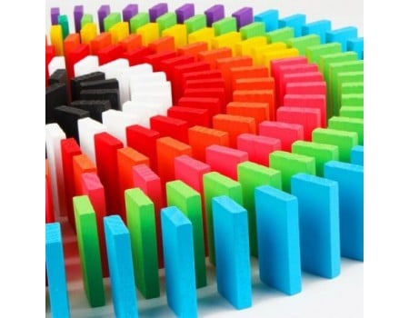 Joc Domino traseu cu 1000 piese din lemn, multicolor. [5]