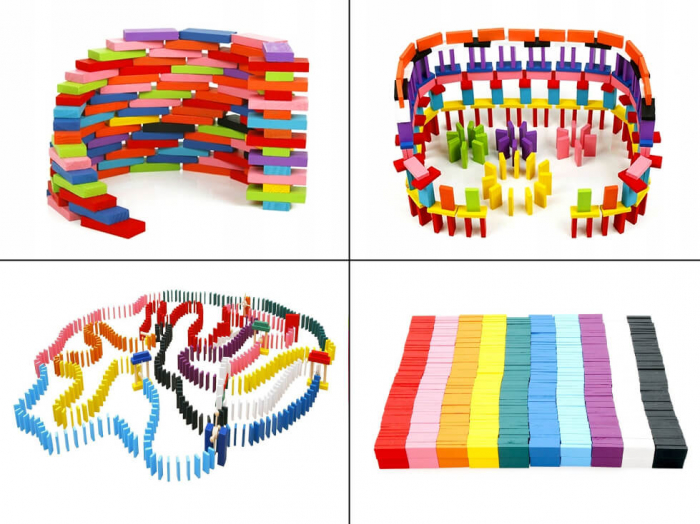 Joc Domino traseu cu 1000 piese din lemn, multicolor. [2]