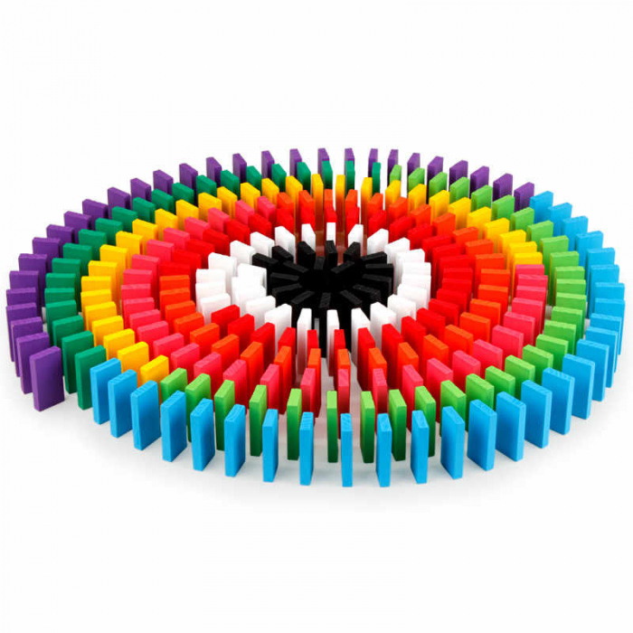 Joc Domino traseu cu 1000 piese din lemn, multicolor. [4]