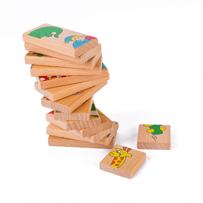 Domino joc puzzle din lemn cu animale. [4]