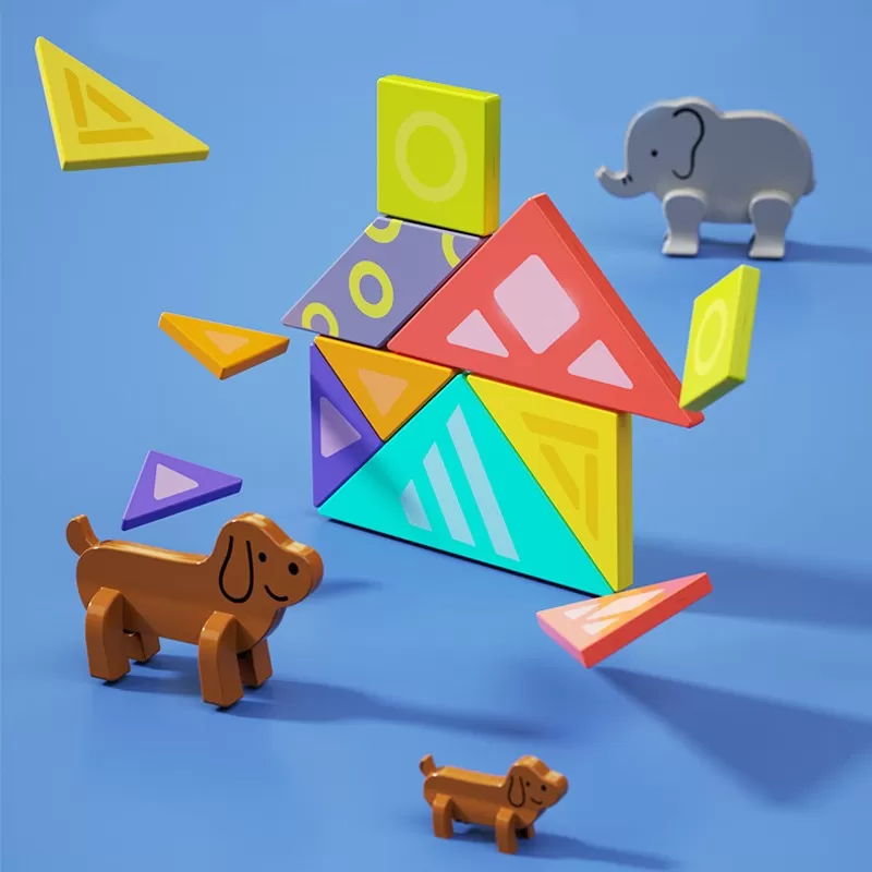 Joc educational tangram magnetic, varsta de la 2 ani la 4 ani [4]