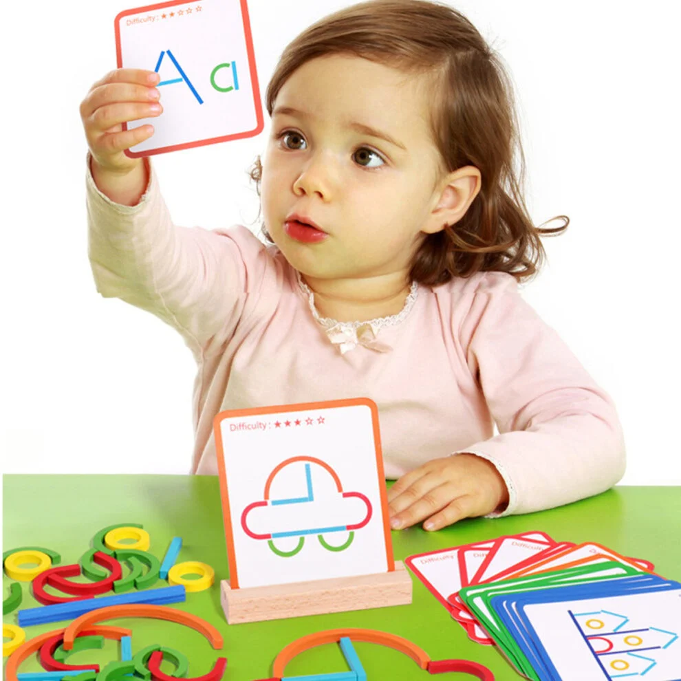 Joc educativ Sticks and Rings – Piese din lemn si cartonase ilustrate [5]