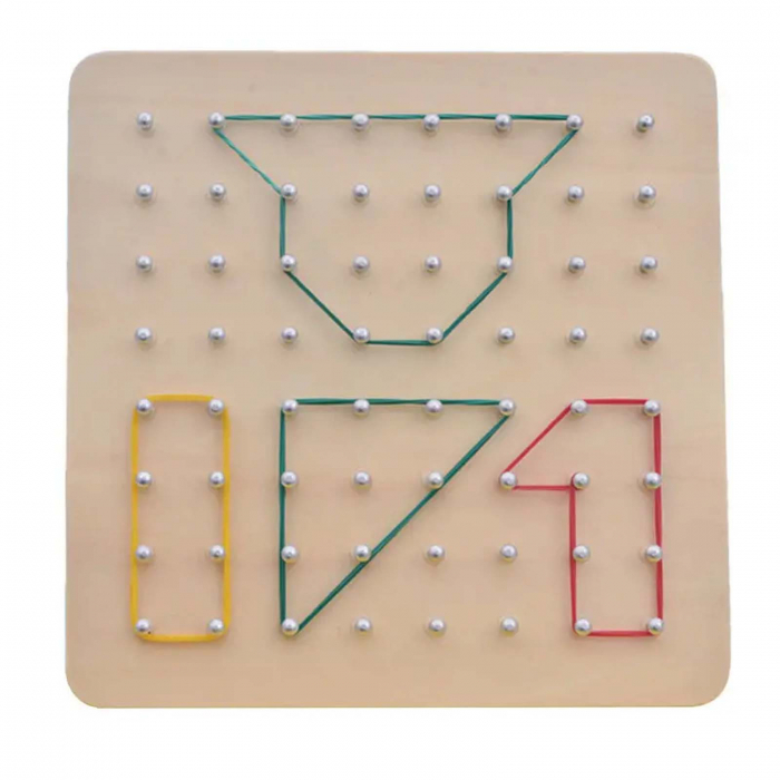 Geoboard din lemn cu elastice colorate, 54 de carduri cu imagini [4]