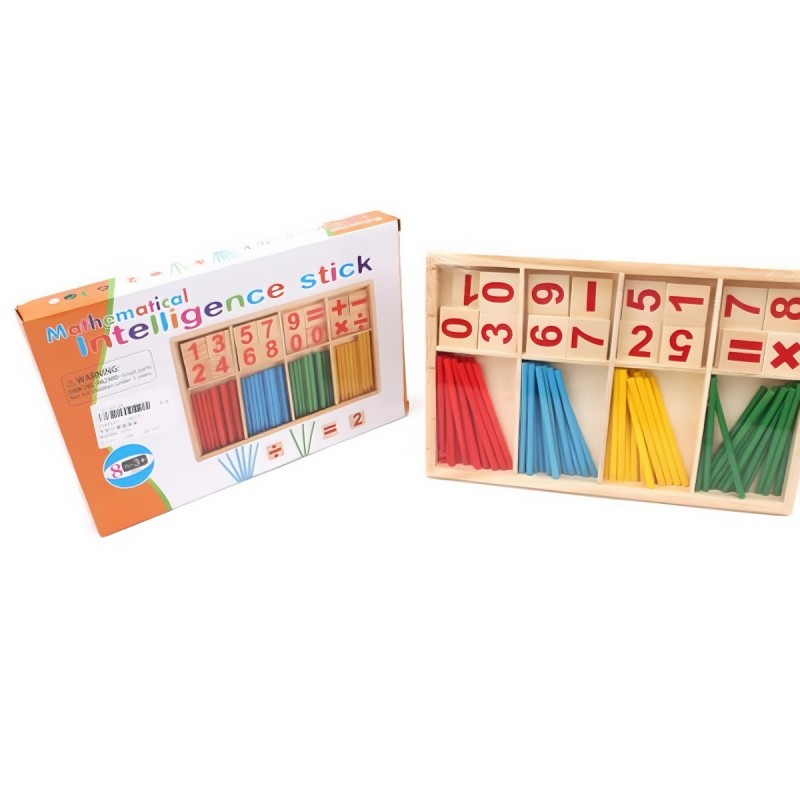 Joc educativ - Invata matematica - CNX, betisoare si cifre, din lemn, 72 de piese, multicolor, 3+ ani [2]