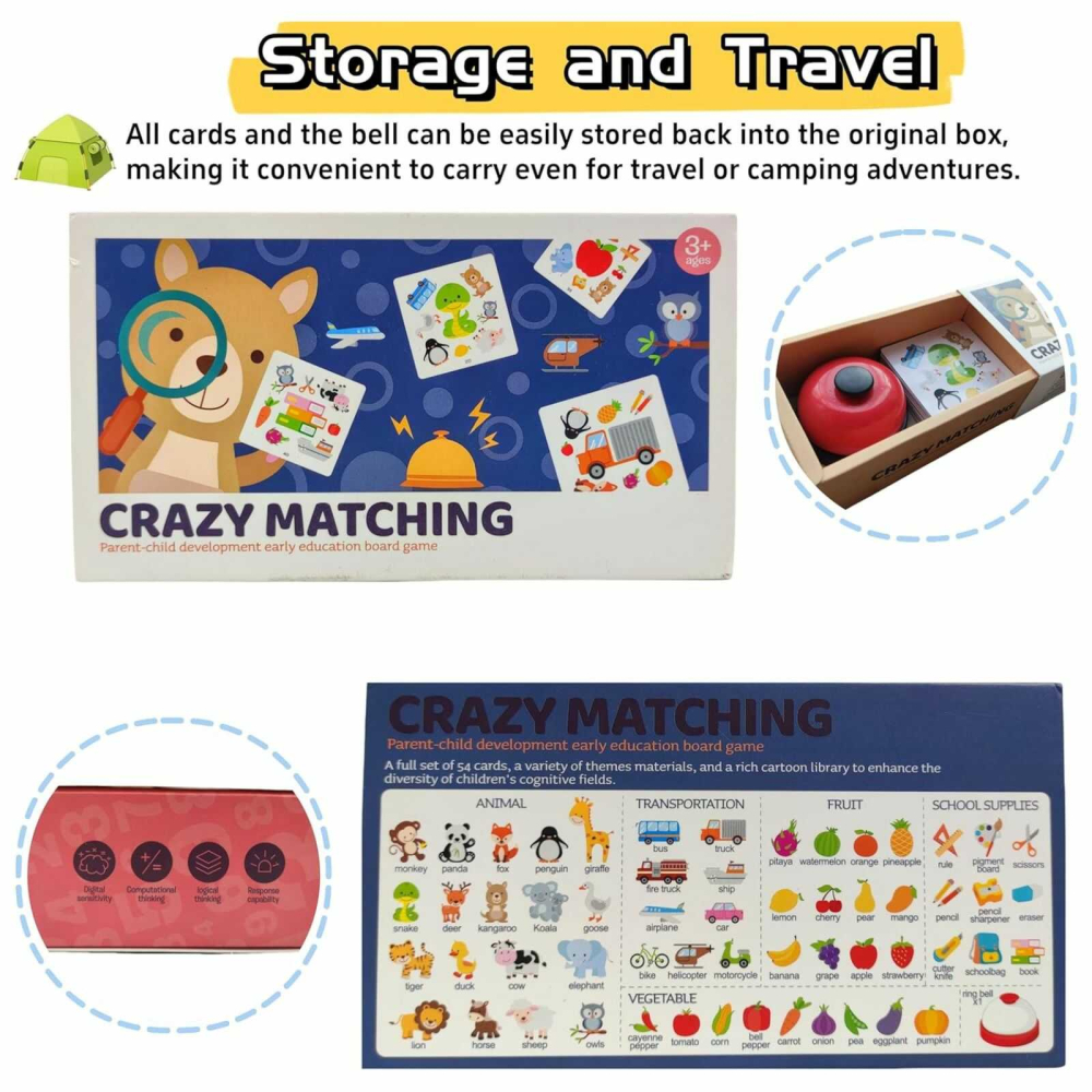 Joc de memorie copii, Gaseste Perechea, 54 carti cu clopotel [8]