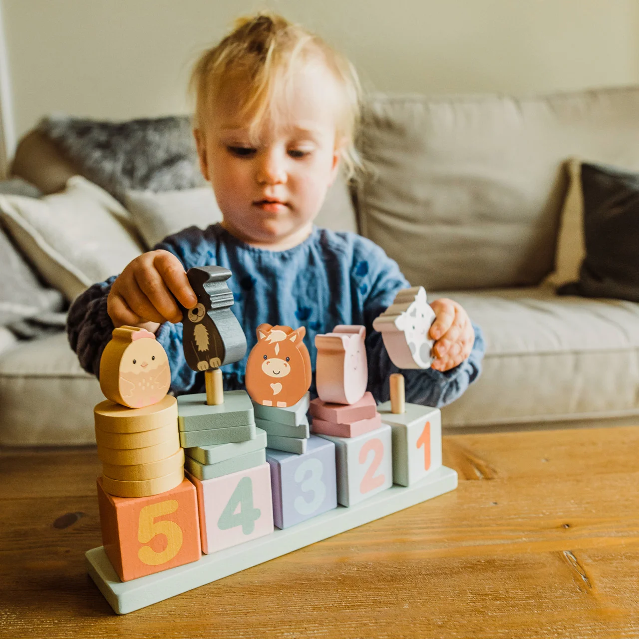 Joc de sortat, Invata sa numeri, cu animale de ferma, Orange Tree Toys, varsta 1 - 3 ani, Baiat, Fata [3]
