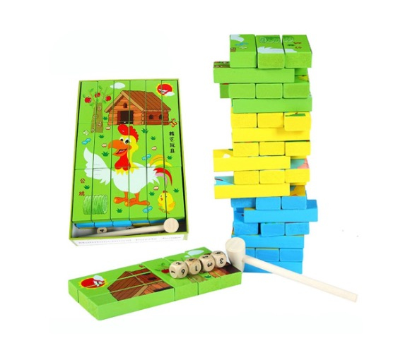 Joc Jenga turnul instabil si puzzle cuburi lemn pentru copii. [1]