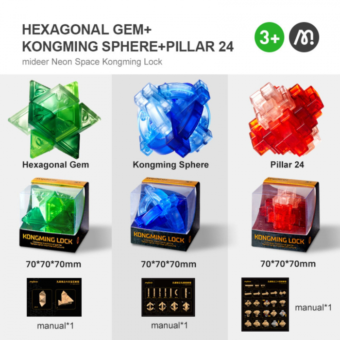 Joc Kongming Lock pentru antrenarea creierului si a rabdarii,  Hexagonal Gem, brain twister [5]