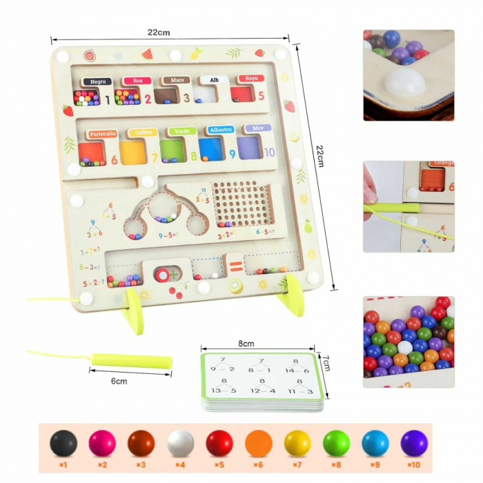 Labirint Magnetic din Lemn cu functii de Sortare, Clasificare si Matematica [7]