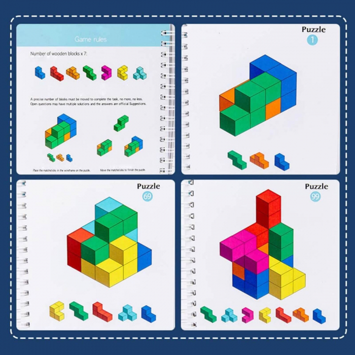Jocuri si jucarii educative ⭐ Joc Logic Tetris Cuburi Lemn. [5]