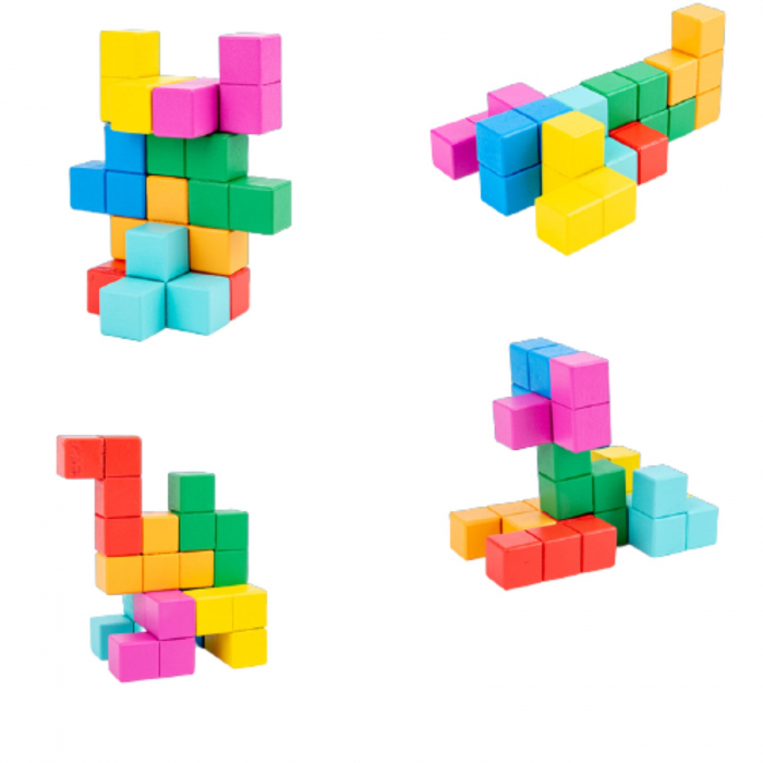 Jocuri si jucarii educative ⭐ Joc Logic Tetris Cuburi Lemn. [3]