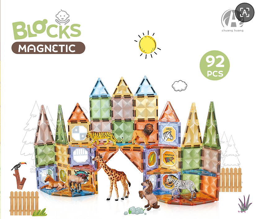 Joc magnetic Diamond La Zoo - 92 piese (7.5 cm) [3]