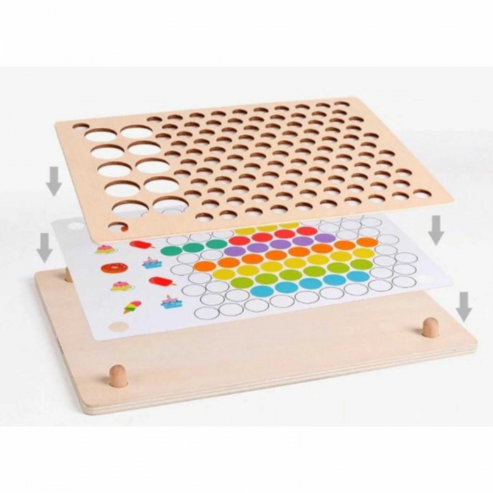 Joc Montessori de indemanare si asociere culori, pescuit. [5]