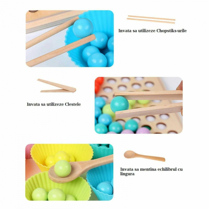 Joc Montessori de indemanare si asociere culori, pescuit. [3]