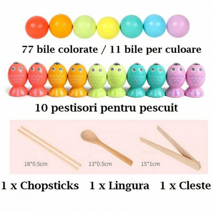 Joc Montessori de indemanare si asociere culori, pescuit. [2]