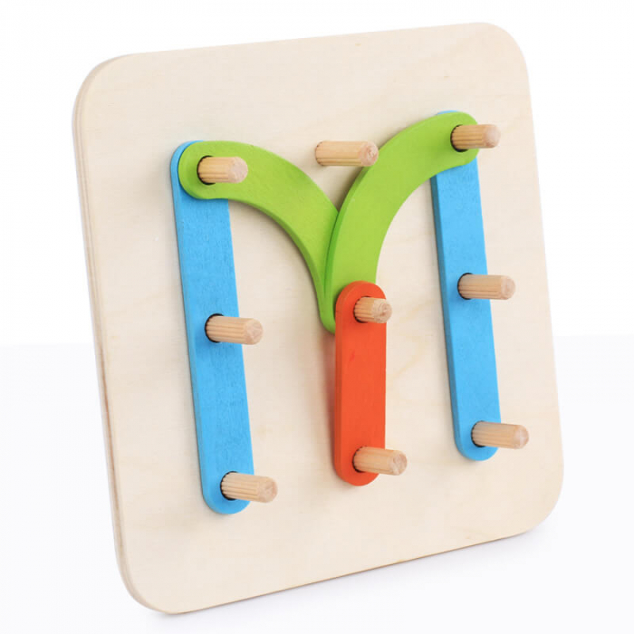 Joc Montessori cu placa geoboard din lemn Alfanumerica si Forme. [2]