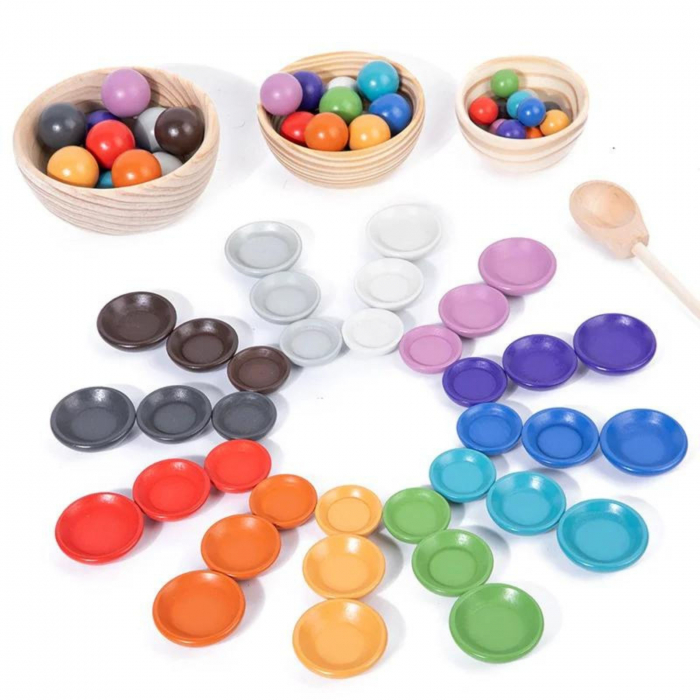 Joc motricitate, Montessori, bile colorate din lemn - Micostore.ro [2]