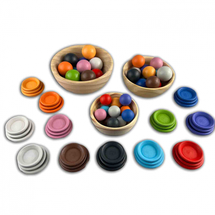 Joc motricitate, Montessori, bile colorate din lemn - Micostore.ro [6]