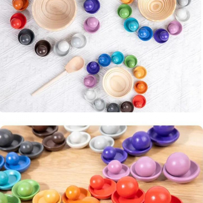 Joc motricitate, Montessori, bile colorate din lemn - Micostore.ro [5]