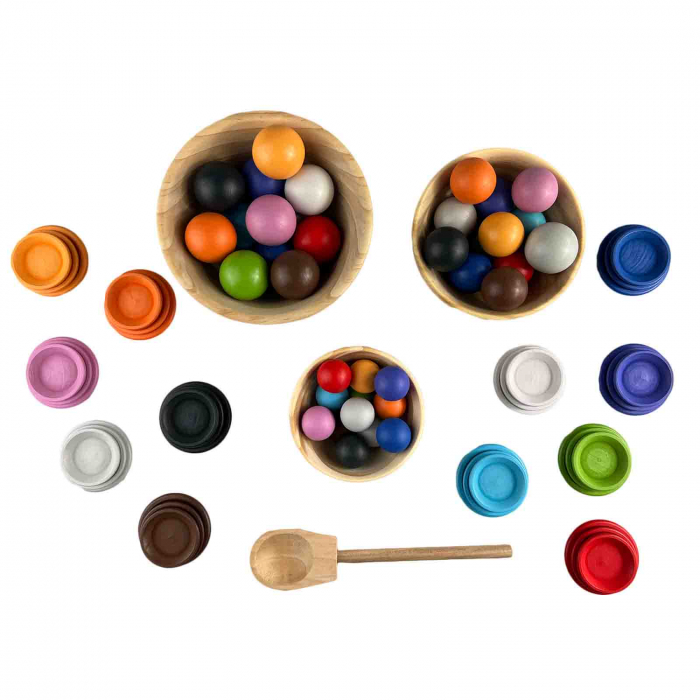 Joc motricitate, Montessori, bile colorate din lemn - Micostore.ro [8]