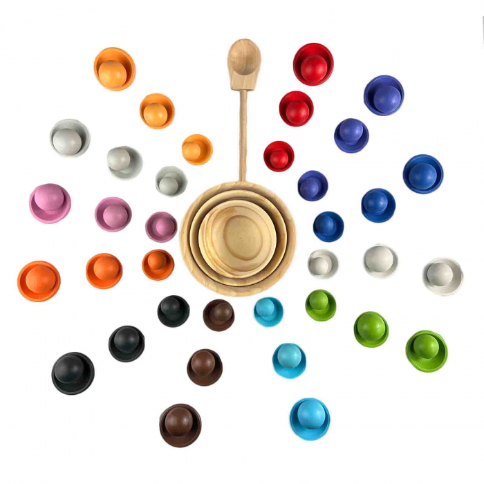 Joc motricitate, Montessori, bile colorate din lemn - Micostore.ro [9]