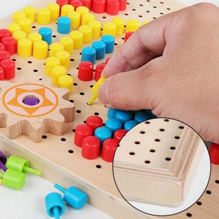Joc mozaic copii cu planse, 180 pioneze si roti zimtate. [9]