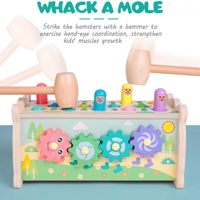 Banc de lucru cu ciocanel, xilofon, pescuit ⭐ Whack a mole. [3]