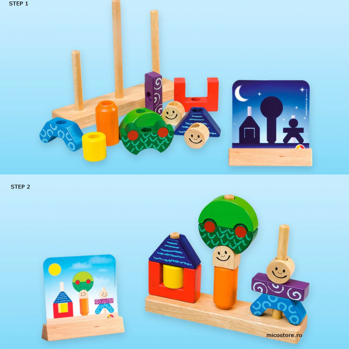 Joc educativ din lemn ⭐ Day and Night Puzzle, Smart Games [3]