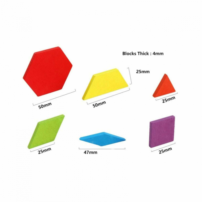 Joc Tangram,❤️ Puzzle Lemn Tangram cu 155 piese. [9]