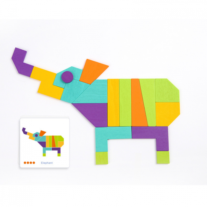 Joc din Lemn Tangram Educativ 21 piese ⭐ Mideer. [4]