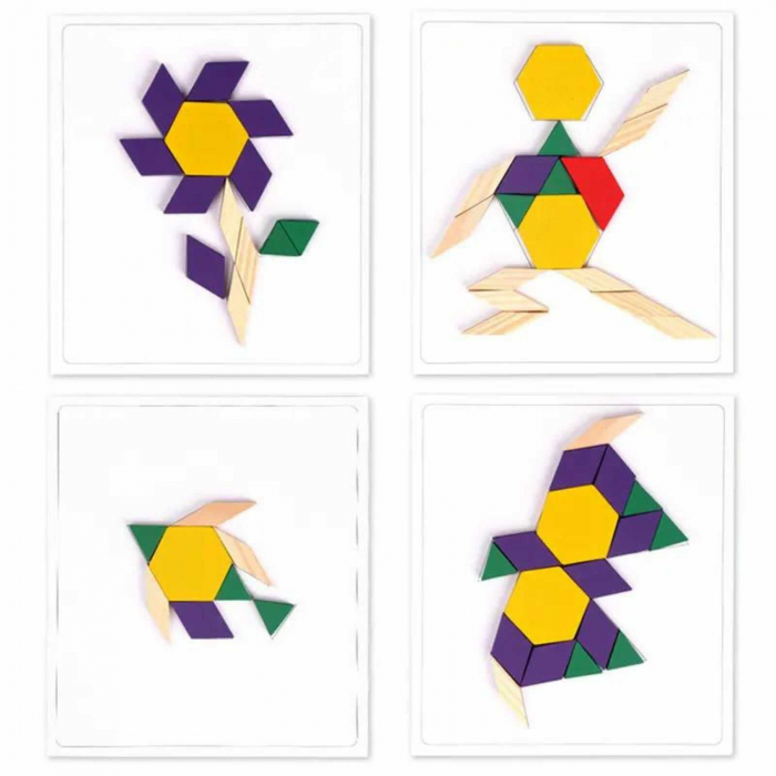 Joc Tangram,❤️ Puzzle Lemn Tangram cu 125 piese. [4]