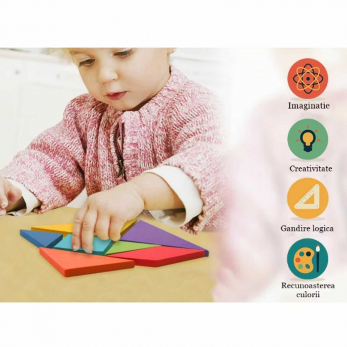 Puzzle educativ 3D tip Tangram, 16 piese 3 ani+ - Micostore.ro [2]
