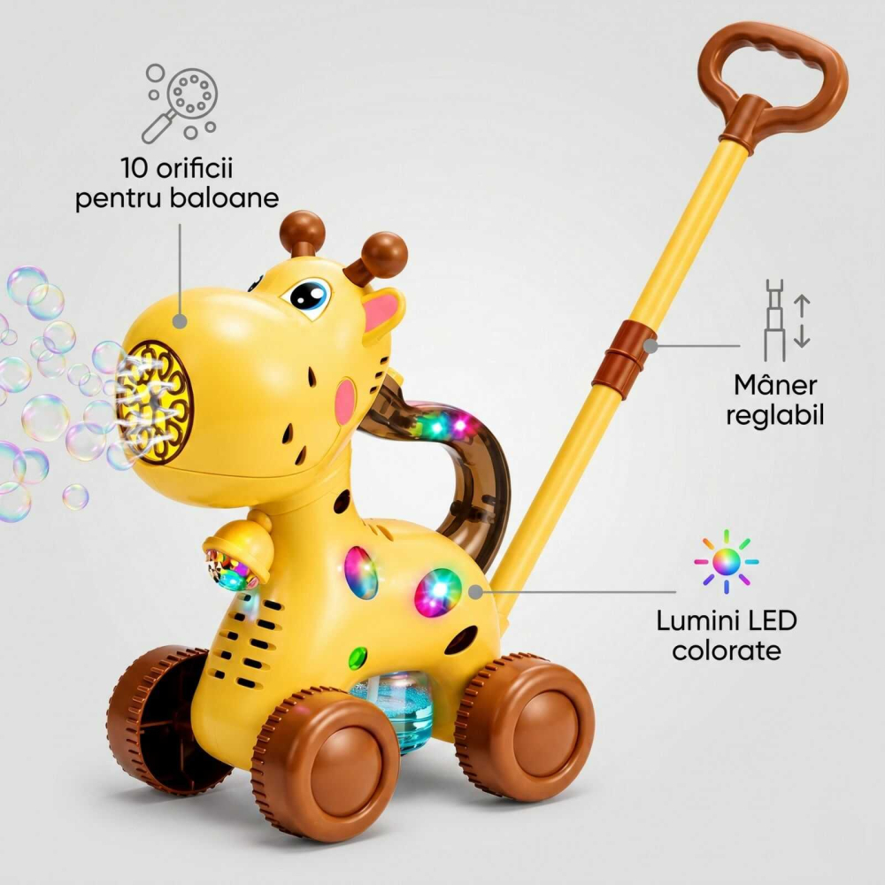 Jucarie baloane sapun, Girafa 2 in 1, de impins, USB, 3 ani+ [5]