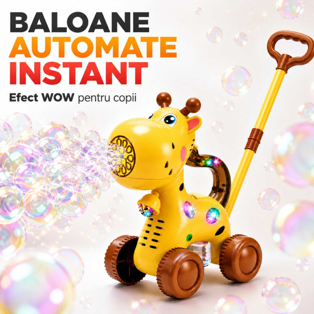 Jucarie baloane sapun, Girafa 2 in 1, de impins, USB, 3 ani+ [2]