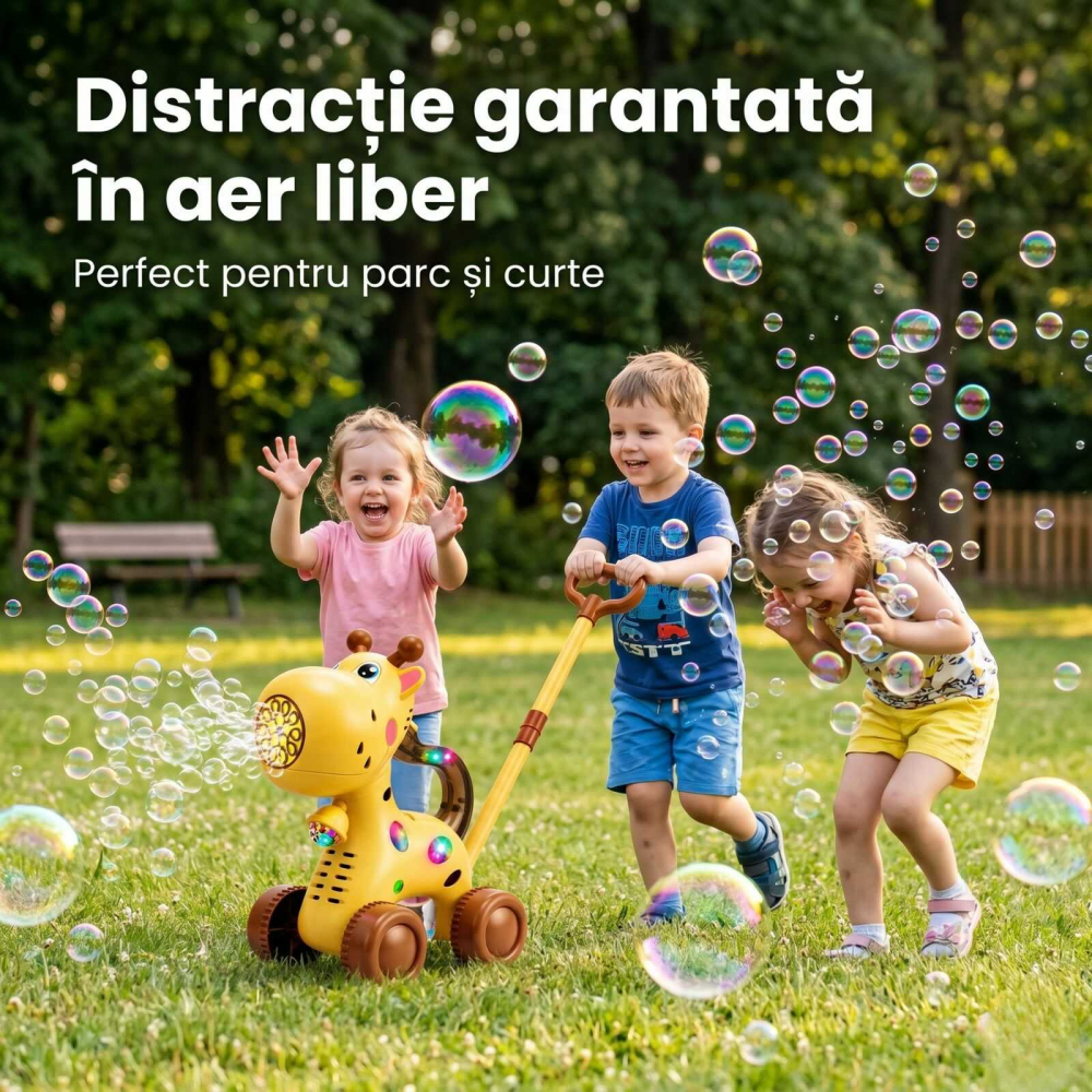 Jucarie baloane sapun, Girafa 2 in 1, de impins, USB, 3 ani+ [3]