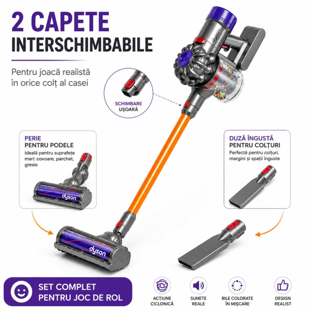 Jucarie aspirator copii Dyson fara fir | sunete si aspiratie [4]