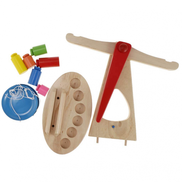 Balanta din lemn cu greutati, jucarie Montessori pentru copii. [3]