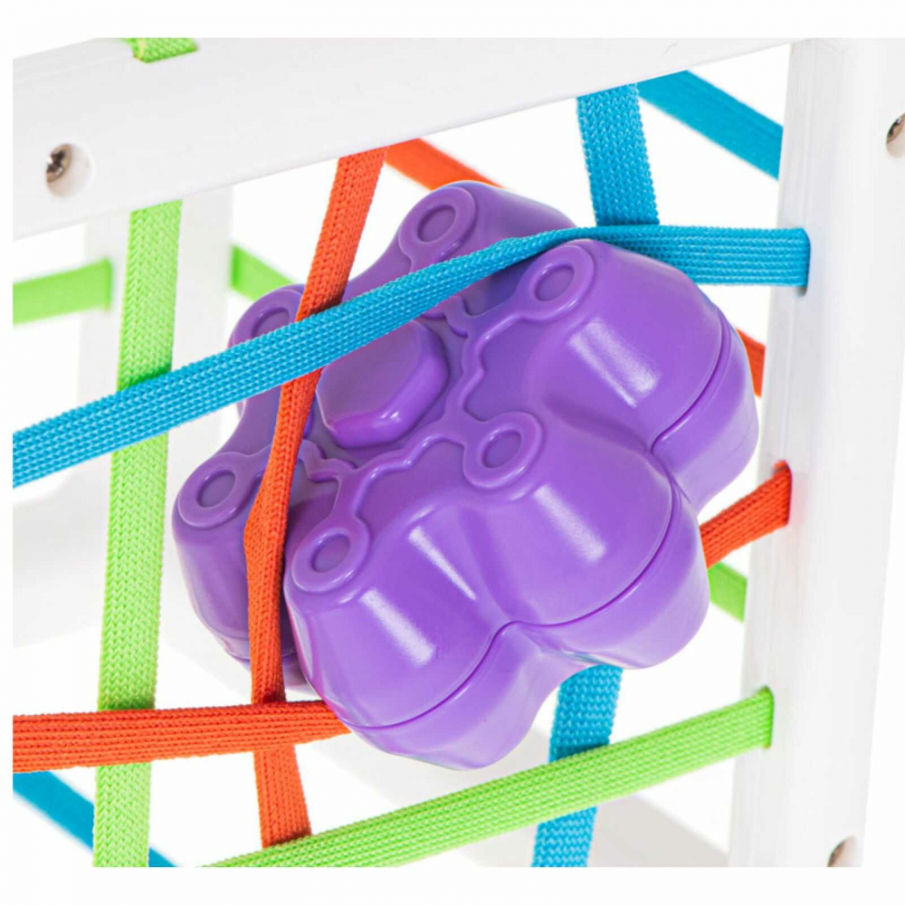 Cub Senzorial Montessori cu Forme si Benzi Elastice, 7 Piese, 12 luni+ [4]