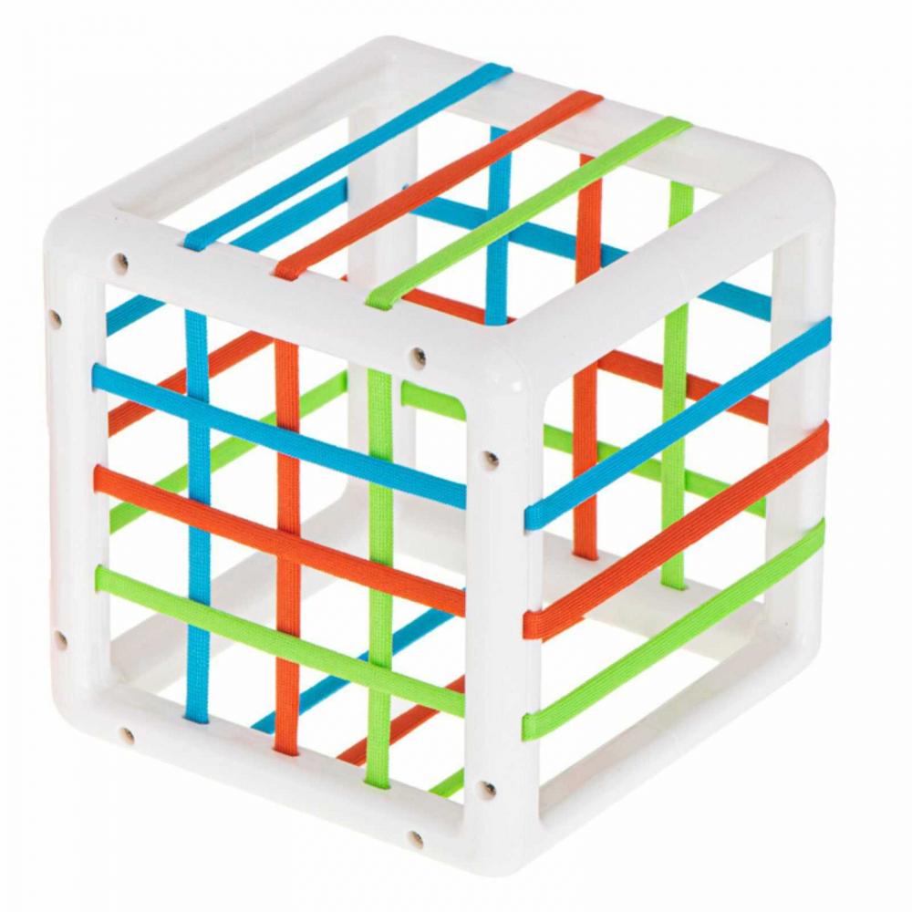 Cub Senzorial Montessori cu Forme si Benzi Elastice, 7 Piese, 12 luni+ [9]