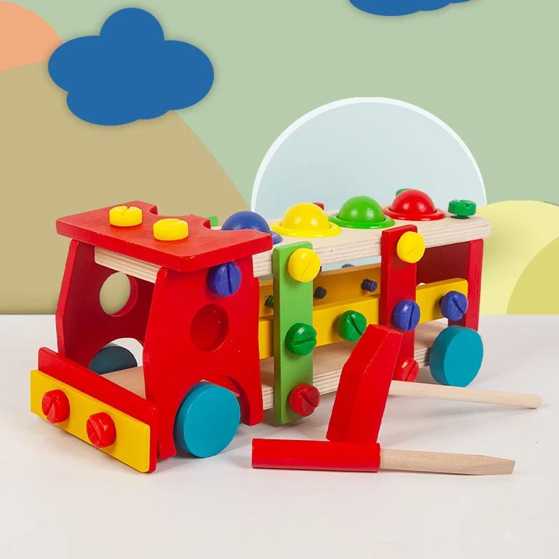 Banc de scule si ciocanel cu bile din lemn ⭐ Camion. [4]
